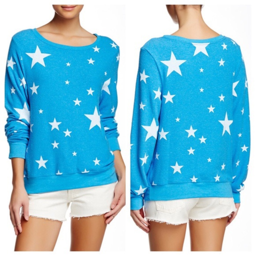Wildfox Disco Star Print Plush Oversized Sweatshirt Size XS